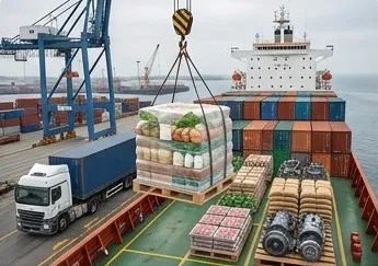 Supplied being loaded on ship