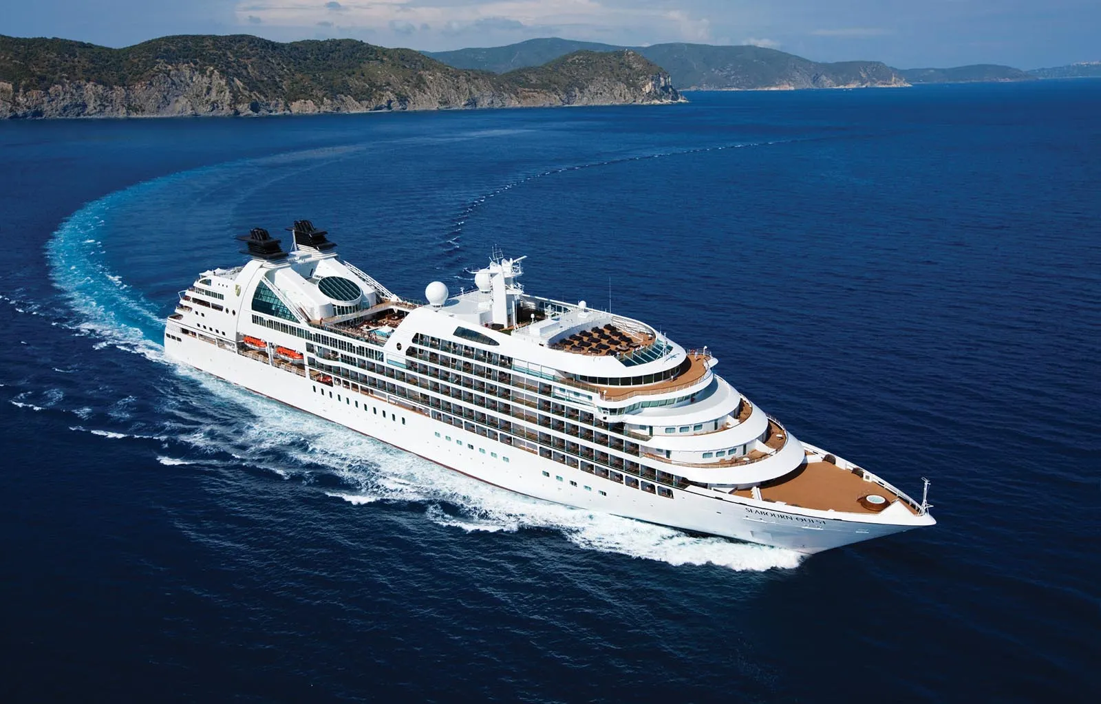Large ocean cruise ship at sea